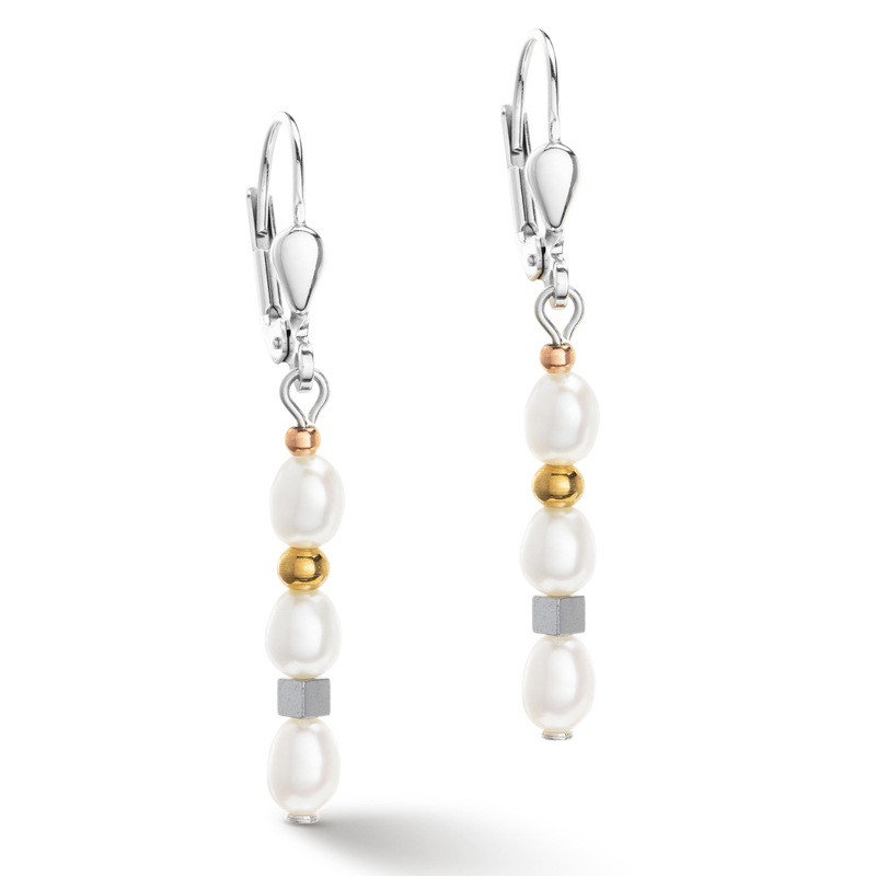 COEUR DE LION Ohrhänger Süßwasserperle Tricolor