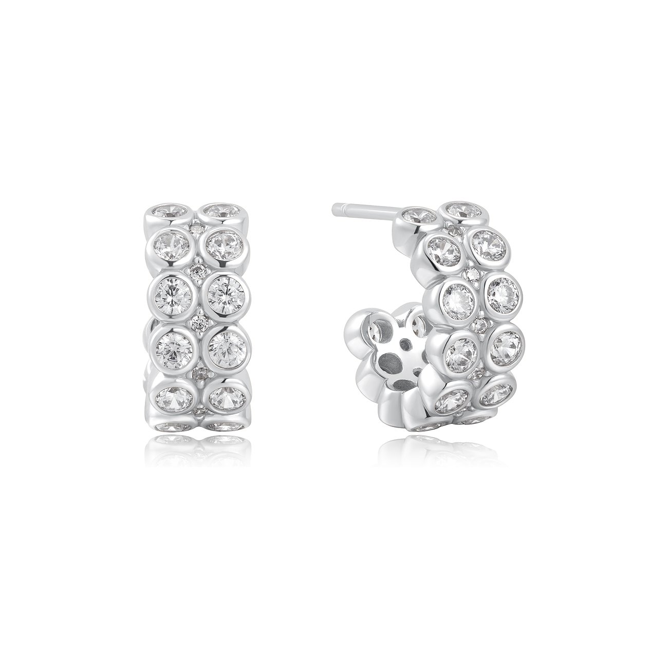 Ania Haie Double Row White Cubic Stud Huggies