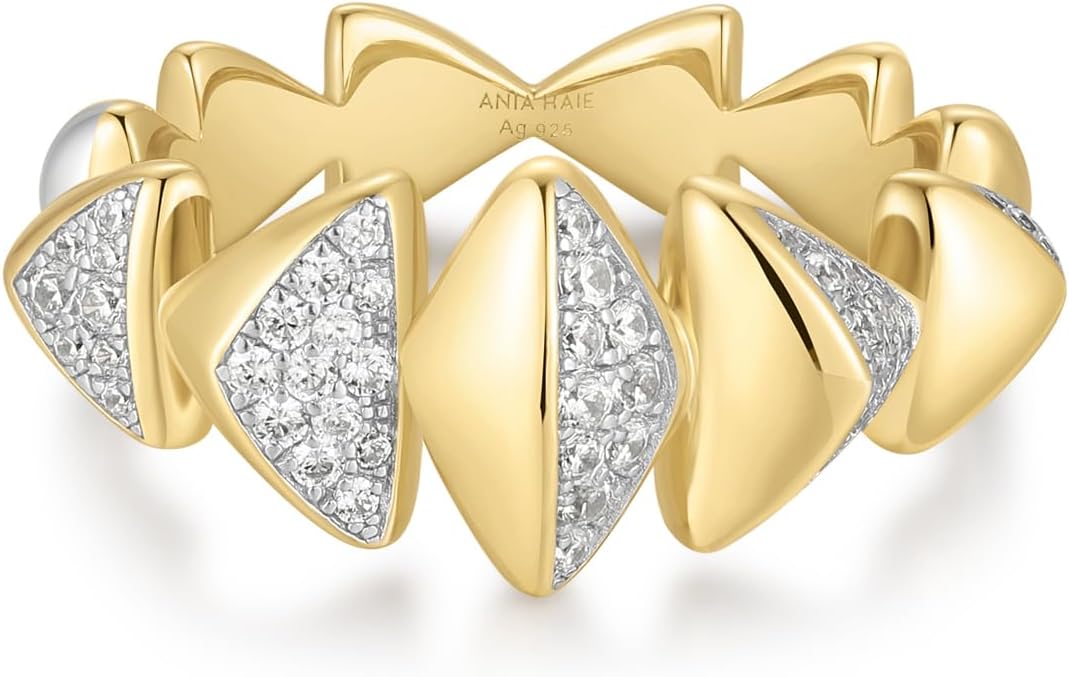 ANIA HAIE Damen Ring TRAILBLAZER Two-Tone Sparkling Bold Puffy Spike 