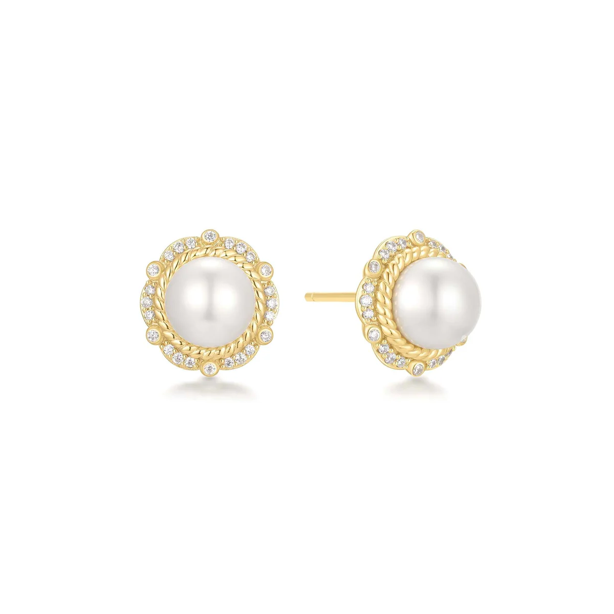 Ania Haie Gold Shell Pearl Bloom Stud Earrings